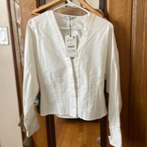 Elegant white long blouse 100 cotton.